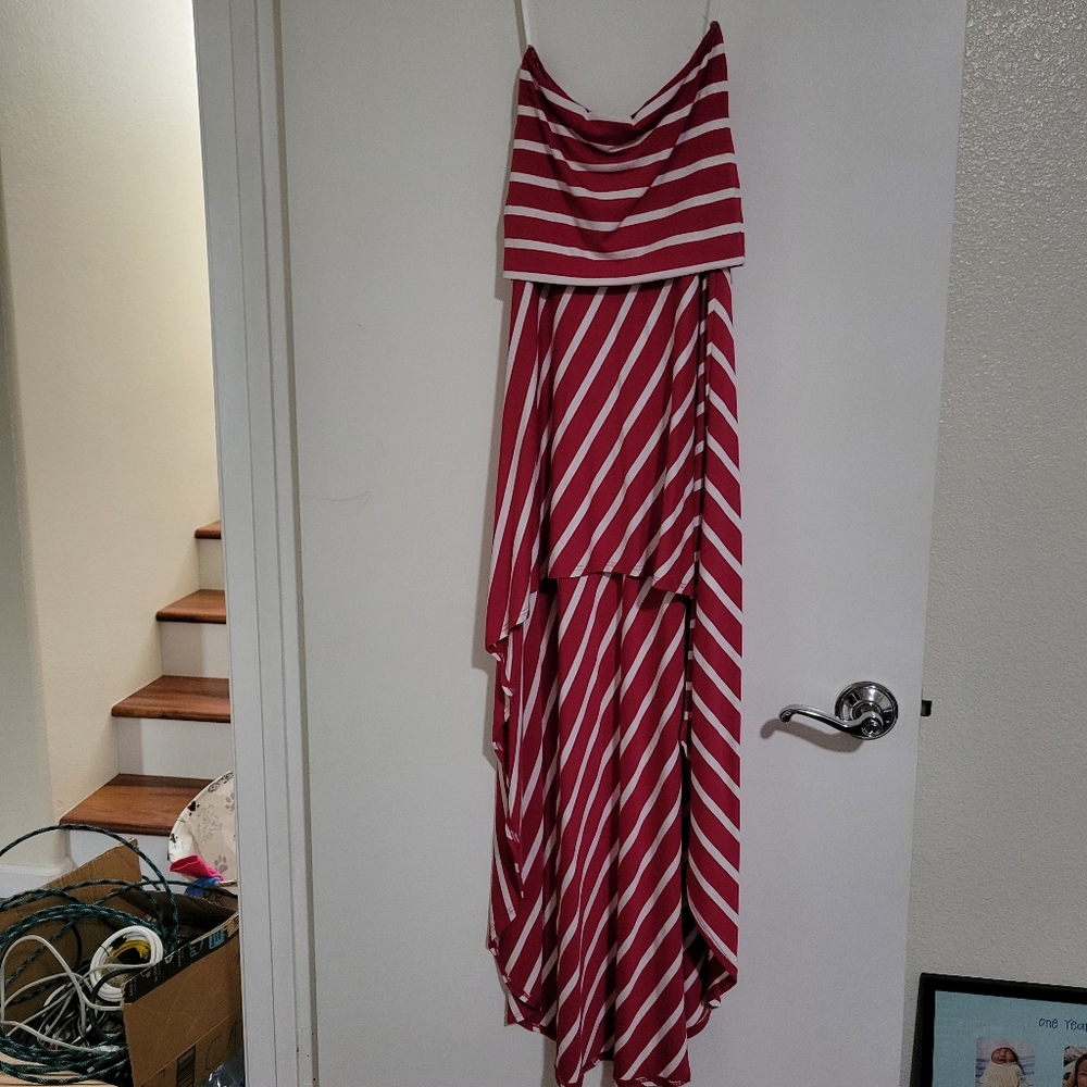 Bebe Pink and White Striped Convertible Dress/Skirt